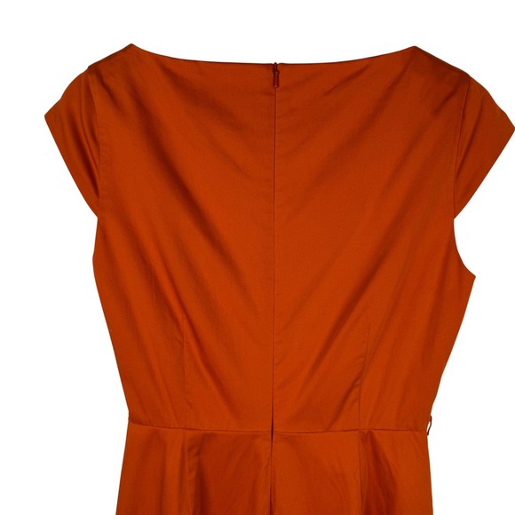Max Mara Burnt Orange Sheath Dress Womens 8 Gathered Waist Italy Quiet Luxury - Picture 7 of 9
